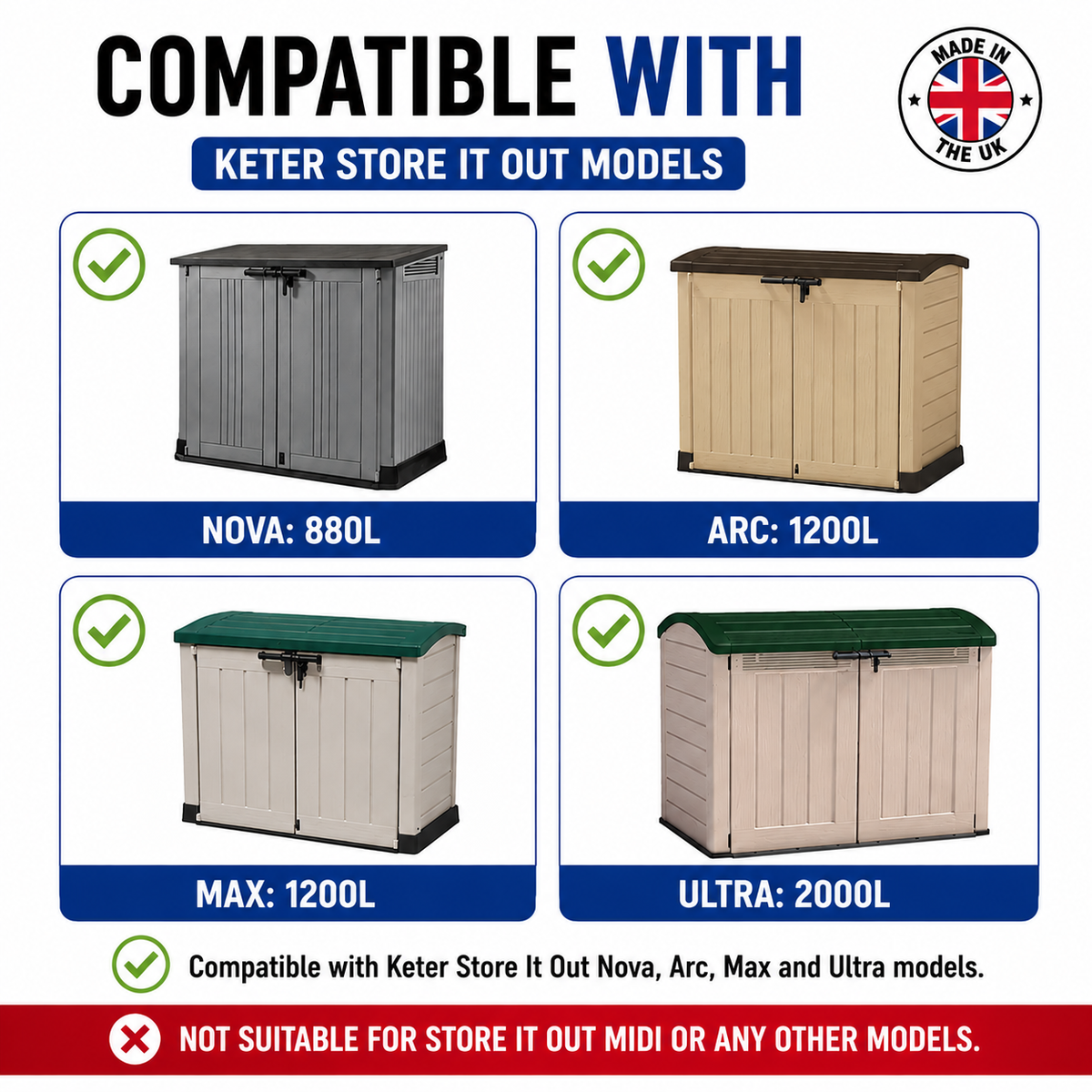 Keter Store It Out Slide Bolt Replacement | Nova Arc Max Ultra | Outdoor ASA