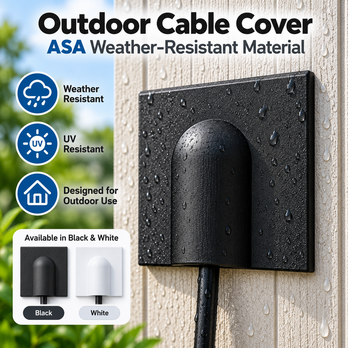 Brick Buster Plate Cable Wall Entry Tidy Cover Satellite Aerial COAX Black White - image 1