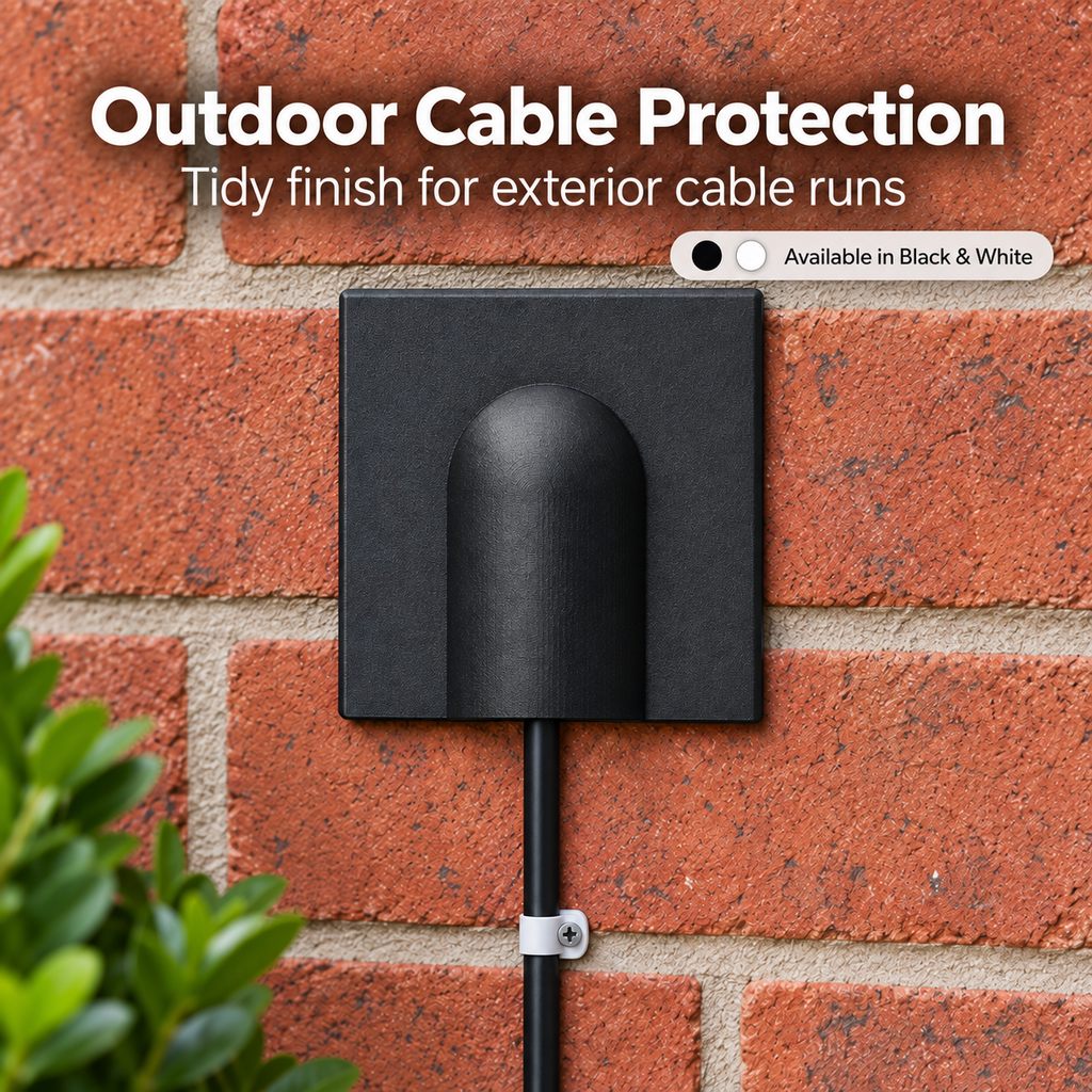 Brick Buster Plate Cable Wall Entry Tidy Cover Satellite Aerial COAX Black White - image 4