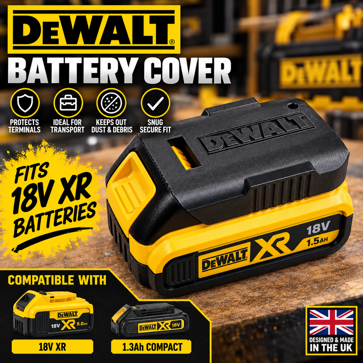 Battery Terminal Cover for DeWalt 18V XR Storage Transport Protector Cap Black - image 1