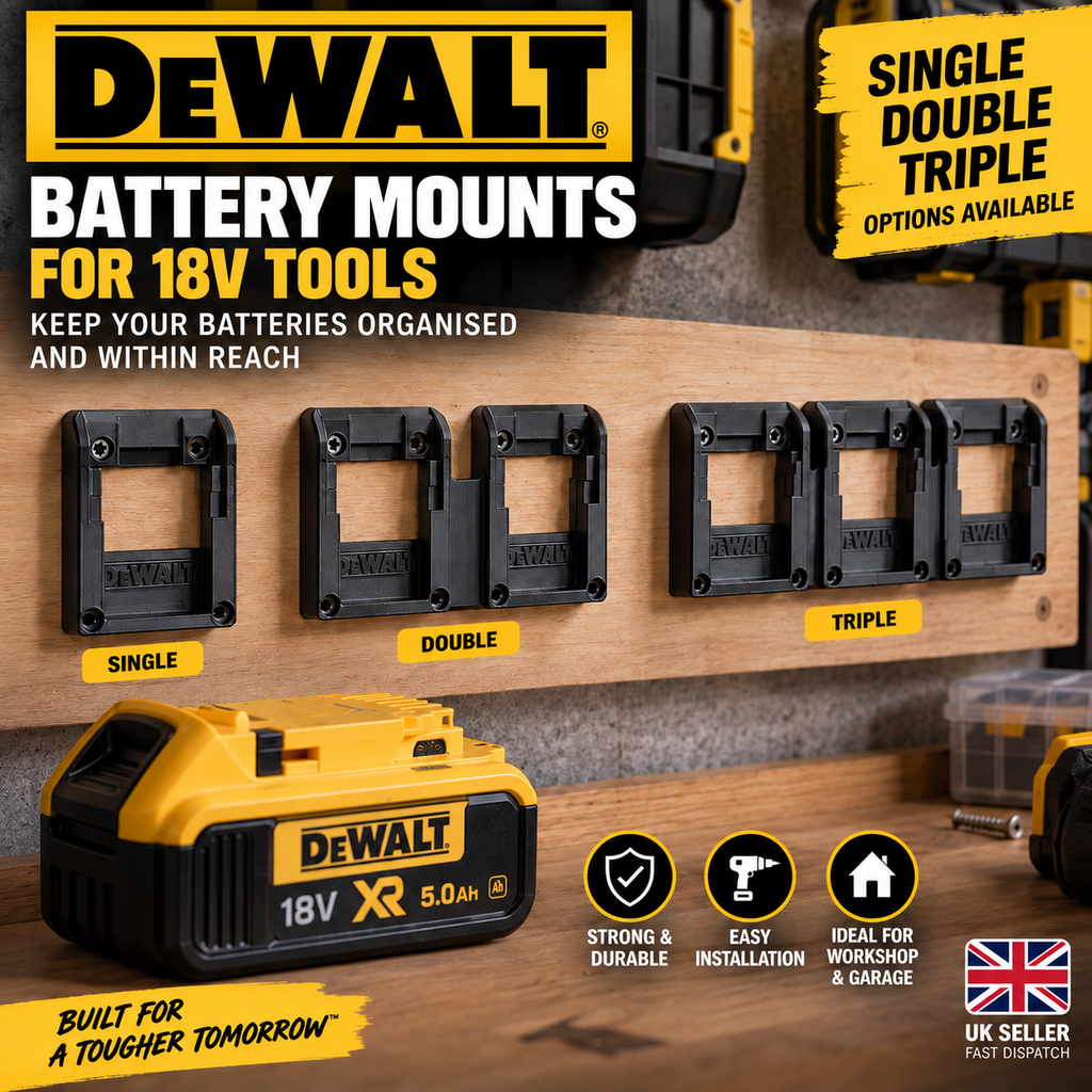 Battery Holder Wall Mount for DeWalt 18V XR Single Double Triple Workshop - image 1