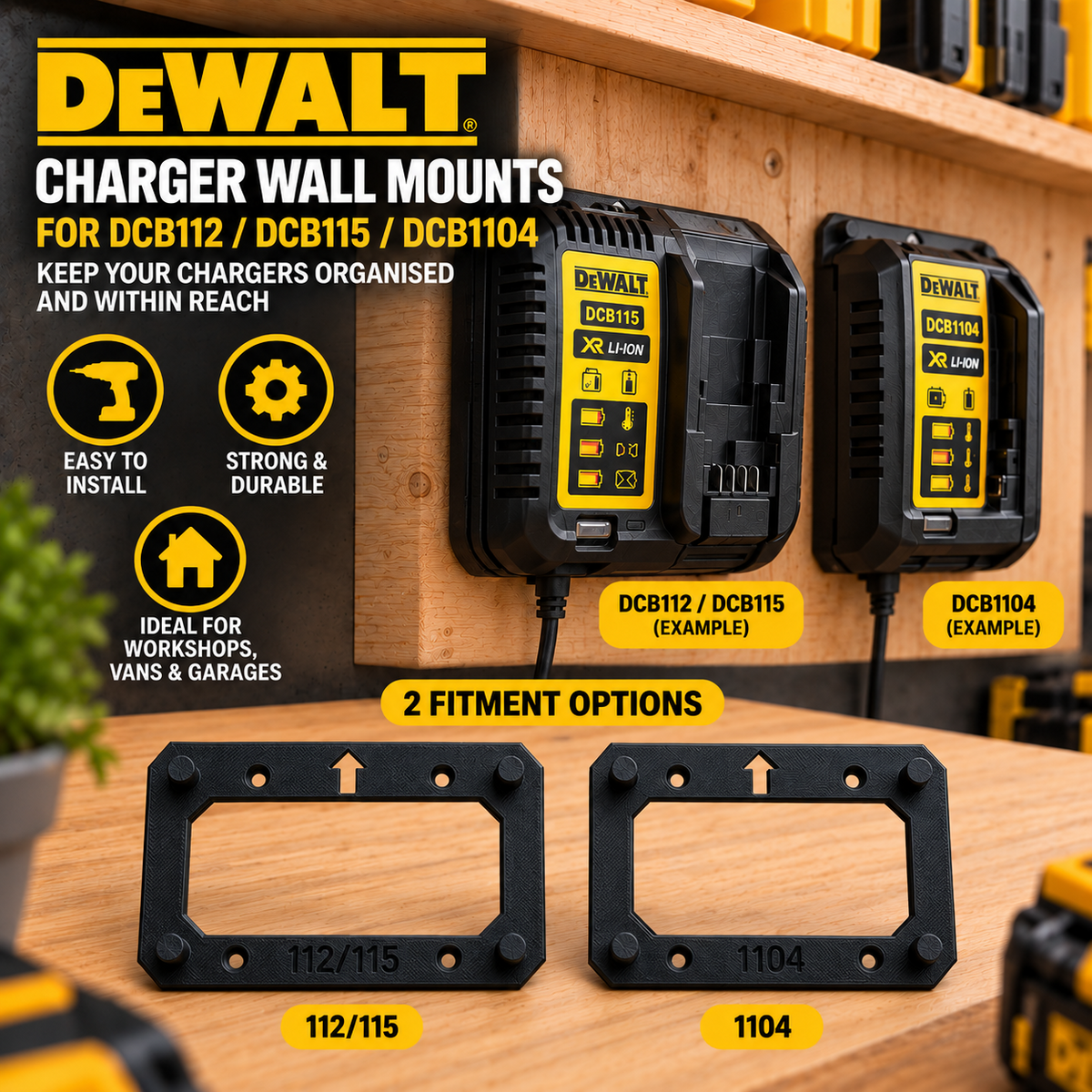 Charger Wall Mount Holder for DeWalt DCB112 DCB115 DCB1104 XR Workshop Storage - image 1