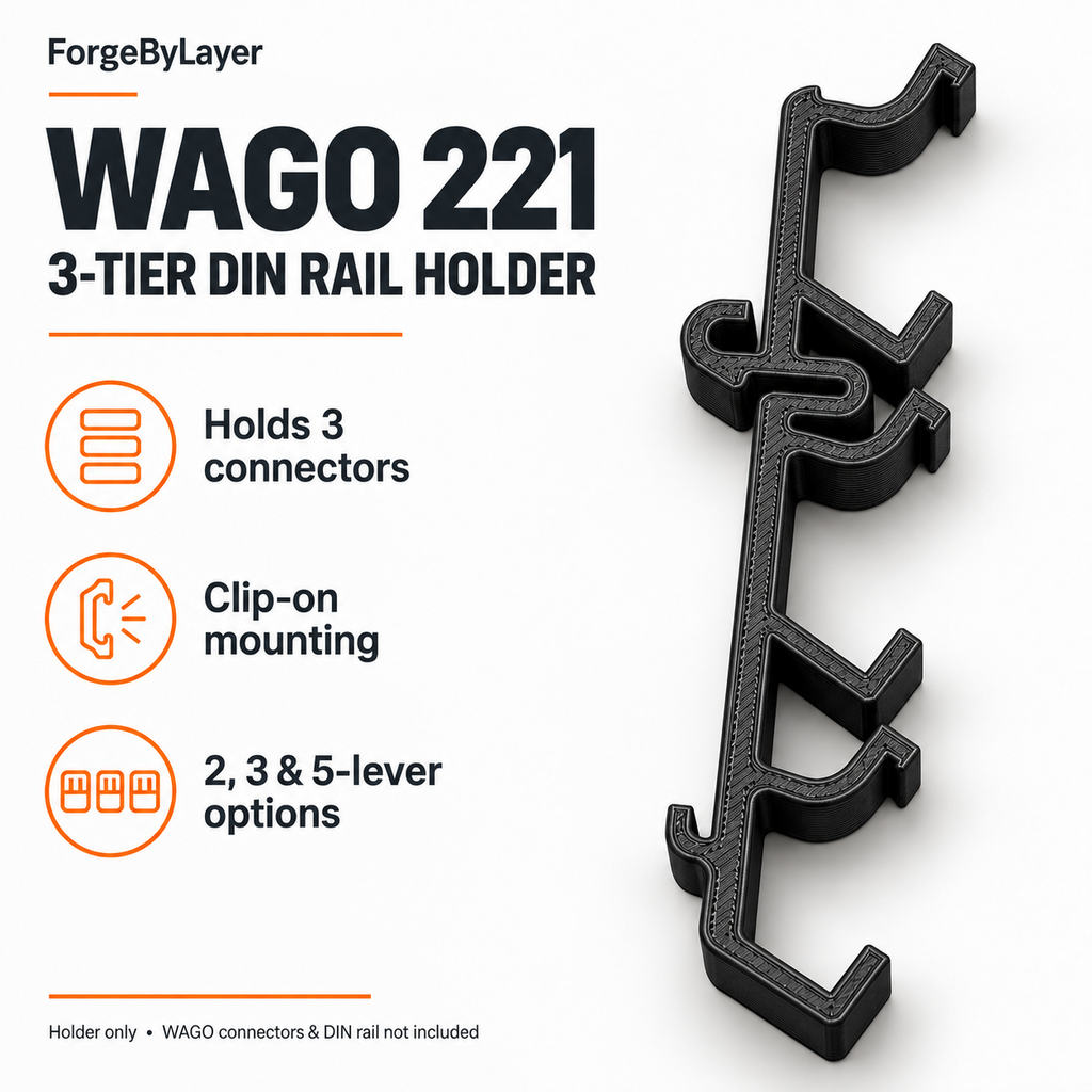 WAGO 221 DIN Rail Holder Mount 221-412 413 415 / 2, 3, 5 Way PETG Clip - image 2